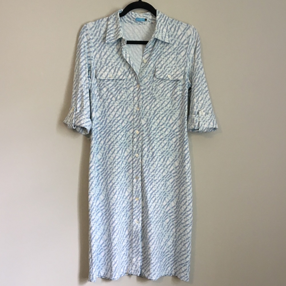 J. McLaughlin Blue and White Striped Dress